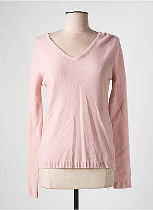 Pull coupe cintrée manches longues rose clair COULEURS DU TEMPS femme