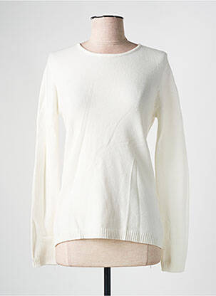 Pull coupe cintrée manches longues blanc COULEURS DU TEMPS femme
