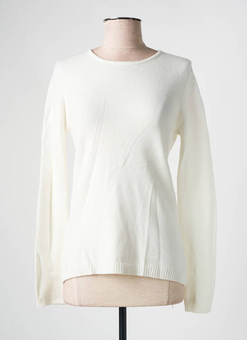 Pull coupe cintrée manches longues blanc COULEURS DU TEMPS femme