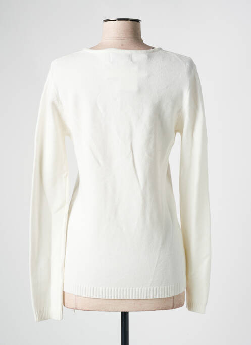 Pull coupe cintrée manches longues blanc COULEURS DU TEMPS femme