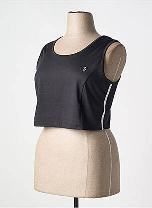 Top coupe cintrée sans manche noir SHEEGO femme