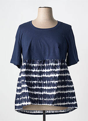 Top tissage jersey manches courtes bleu SHEEGO femme
