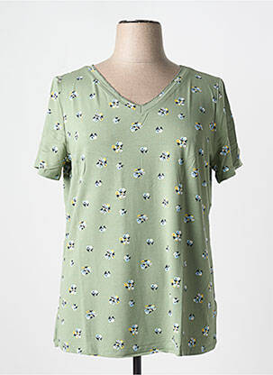 T-shirt coupe droite manches courtes vert SHEEGO femme
