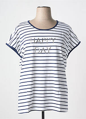 T-shirt coupe droite manches courtes bleu SHEEGO femme