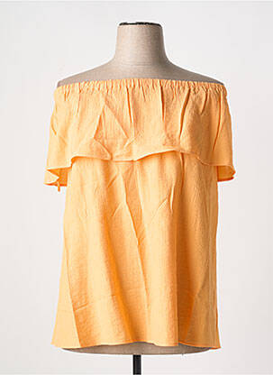 Top tissage crêpe manches courtes orange TRIANGLE femme
