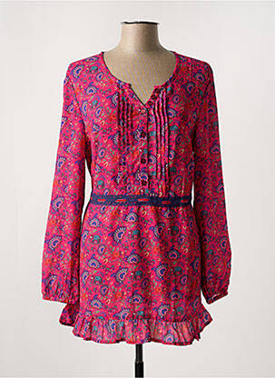 Tunique manches longues tissage crêpe rose SHEEGO femme