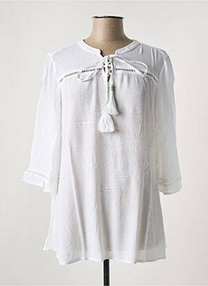 Tunique manches longues tissage crêpe blanc SHEEGO femme