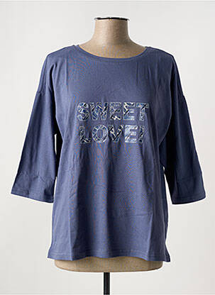 Top tissage jersey manches 3/4 bleu SHEEGO femme