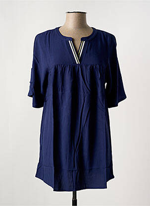 Tunique manches courtes coupe cintrée bleu SHEEGO femme