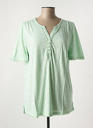 Top tissage jersey manches courtes vert SHEEGO femme