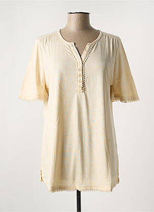 Top tissage jersey manches courtes beige SHEEGO femme