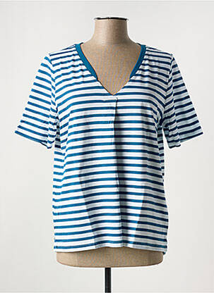 T-shirt col v manches courtes bleu SHEEGO femme