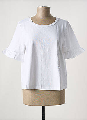 Top tissage jersey manches courtes blanc SHEEGO femme
