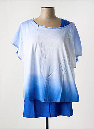Top tissage jersey manches courtes bleu SHEEGO femme