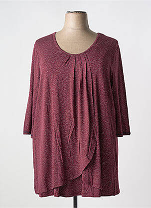 Top col rond manches 3/4 rouge SHEEGO femme
