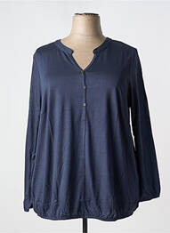 Top col v manches longues bleu SHEEGO femme
