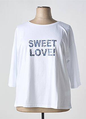 Top stretch manches 3/4 blanc SHEEGO femme