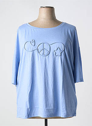 Top tissage jersey manches 3/4 bleu SHEEGO femme
