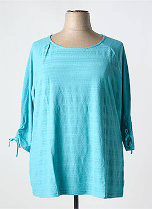 Top tissage jersey manches 3/4 bleu SHEEGO femme
