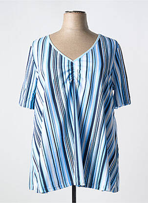 Top stretch manches courtes bleu SHEEGO femme