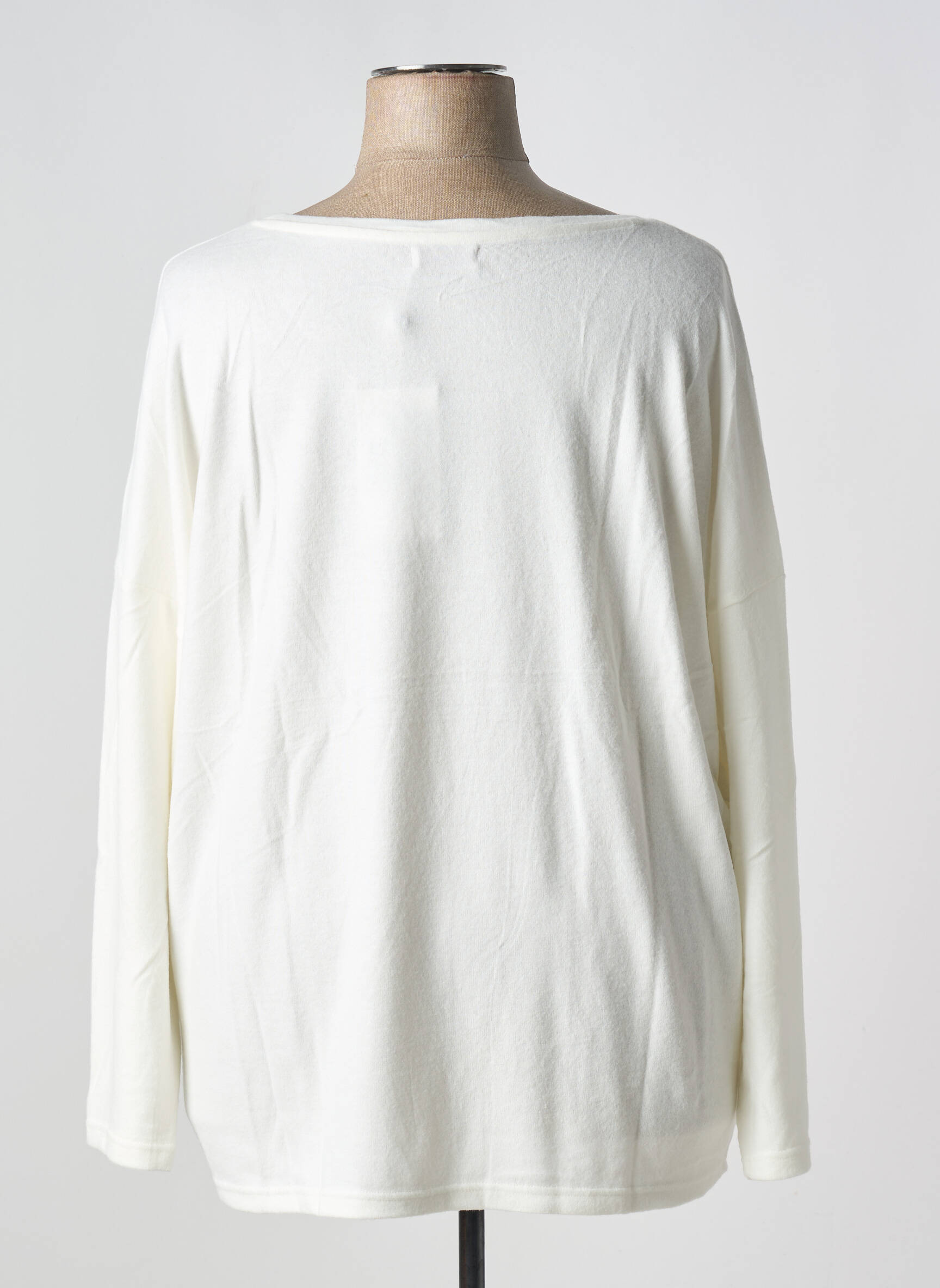 Pull coupe droite manches longues blanc SHEEGO femme