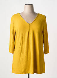 T-shirt col v manches 3/4 jaune SHEEGO femme