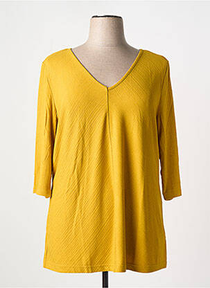 T-shirt col v manches 3/4 jaune SHEEGO femme
