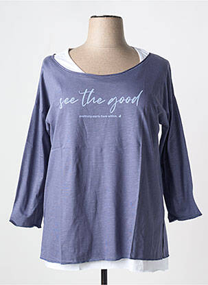 T-shirt sérigraphie floquée manches 3/4 bleu SHEEGO femme