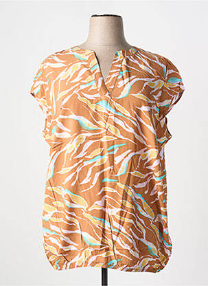 Blouse tissage popeline manches courtes orange TOM TAILOR femme