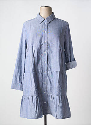 Robe mi-longue manches longues manches longues bleu SHEEGO femme