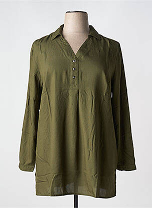 Tunique manches longues fermeture boutonnée sur le devant vert SHEEGO femme