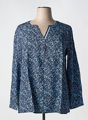 Blouse tissage popeline manches longues bleu SHEEGO femme