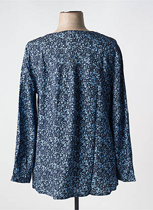 Blouse tissage popeline manches longues bleu SHEEGO femme