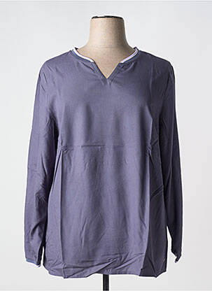 Top coupe fluide manches longues bleu SHEEGO femme