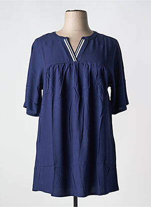Tunique manches courtes col v bleu SHEEGO femme