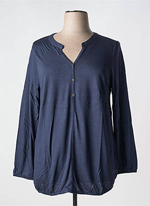 Top col v manches longues bleu SHEEGO femme