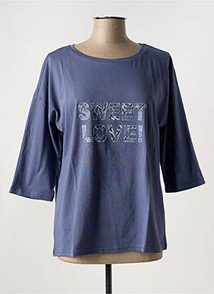 Top coupe cintrée manches 3/4 bleu SHEEGO femme
