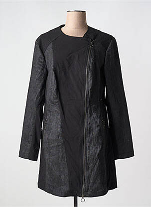 Manteau long coupe cintrée sans capuche noir DECA femme