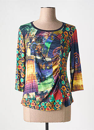 T-shirt imprimé fantaisie manches 3/4 vert VANGO femme