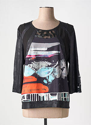 T-shirt manches 3/4 manches 3/4 noir GUY DUBOUIS femme