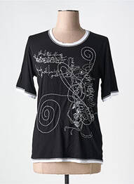 T-shirt imprimé fantaisie manches courtes noir COULEUR D'IVOIRE femme