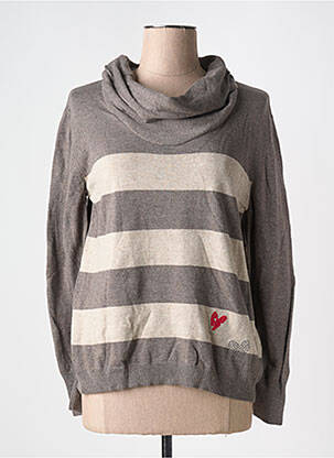 Pull coupe cintrée manches longues marron FRANK WALDER femme