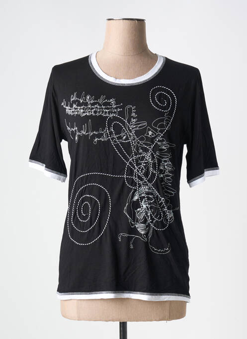 T-shirt imprimé fantaisie manches courtes noir COULEUR D'IVOIRE femme
