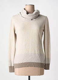 Pull col roulé tissage chiné manches longues beige L'ATELIER D'ANNA femme
