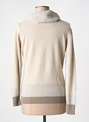 Pull col roulé tissage chiné manches longues beige L'ATELIER D'ANNA femme