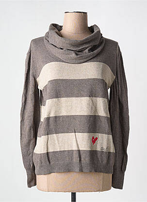 Pull col roulé tissage chiné manches longues marron FRANK WALDER femme