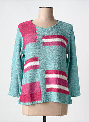 Pull coupe droite manches 3/4 bleu LA BALADE D'URSULE femme