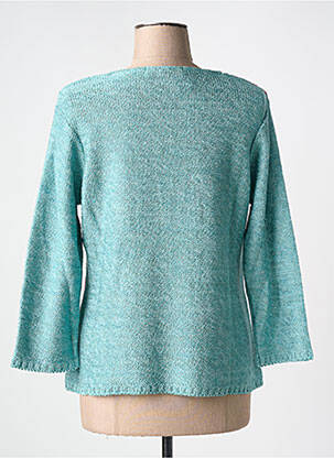 Pull coupe droite manches 3/4 bleu LA BALADE D'URSULE femme