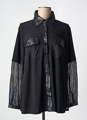 Chemisier tissage crêpe manches longues noir FUEGOLITA femme