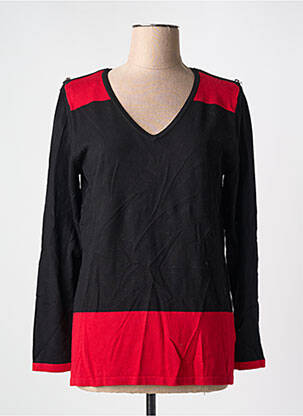 Pull coupe cintrée manches longues noir MARBLE femme